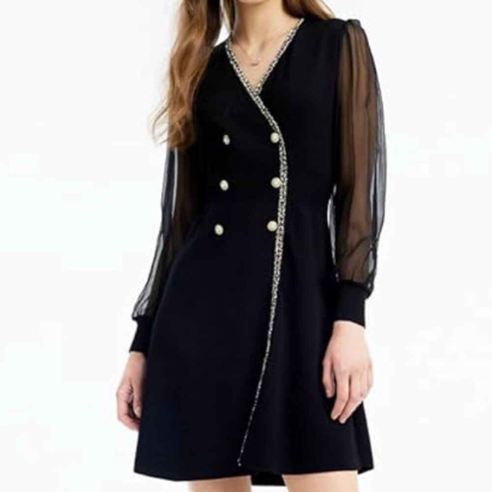 NWT (S/4)Formal Silk or Lace Long Sleeves V Neck Velvet Dresses - Picture 1 of 8